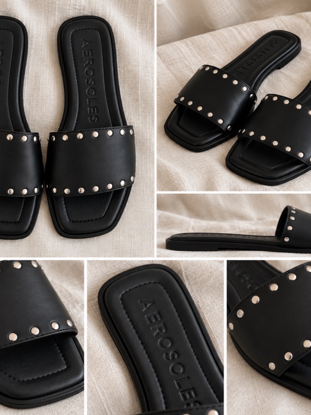 Aerosoles Blake Black Studded Slide Sandals